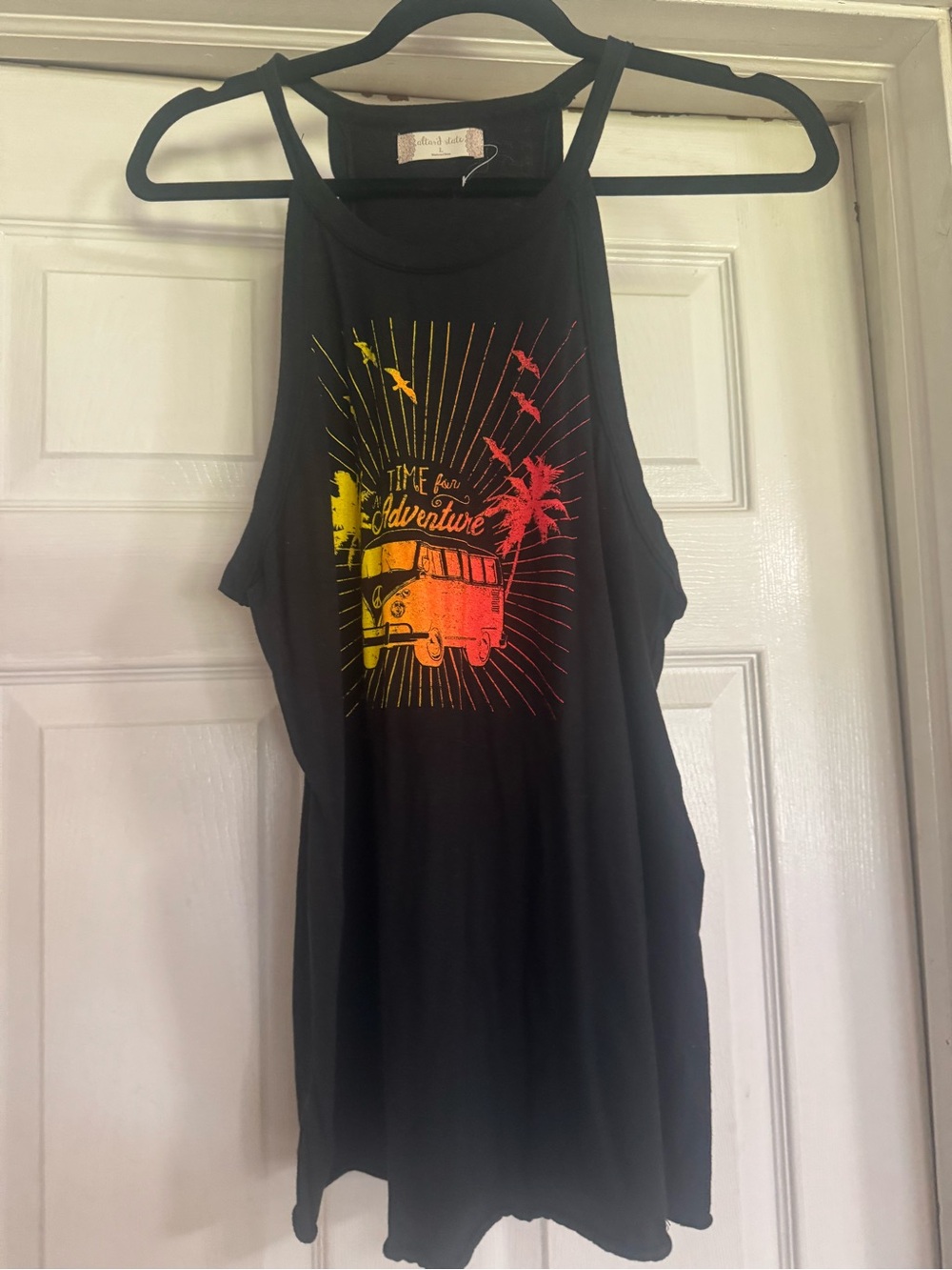 Altar'd state Black Graphic Tank Top - Time for Adventure